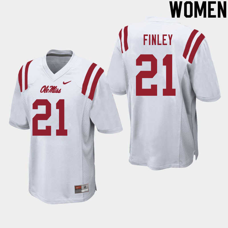 A.J. Finley Ole Miss Rebels NCAA Women's White #21 Stitched Limited College Football Jersey GXI0358IG